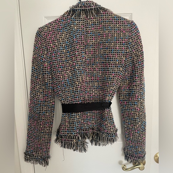Cache Multicolor Tweed Blazer with Black Belt - Picture 3 of 5
